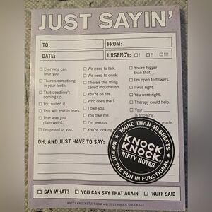 Knock Knock Just Sayin' Fun Messages Notepad New
